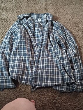 GAP Blue and White Plaid Button-Down Shirt